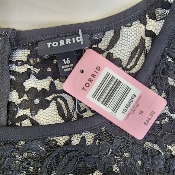 Torrid Black Lace Trim Sleeveless NWT Women's Size 16 Dress E11 - Picture 5 of 12